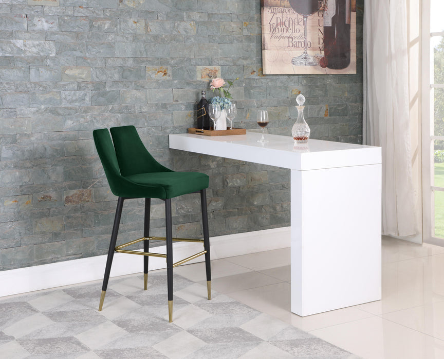 Sleek Green Velvet Stool