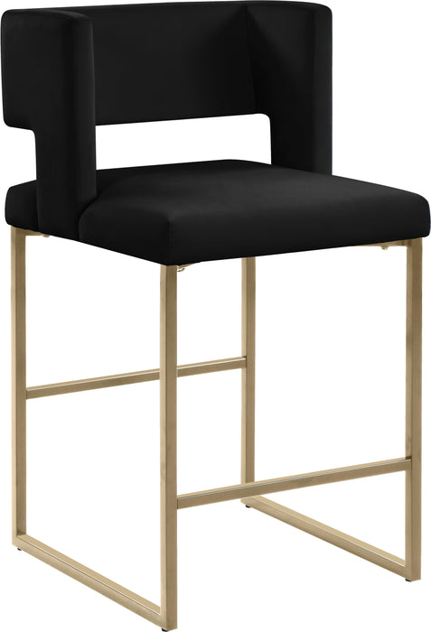 Caleb Black Velvet Counter Stool