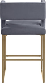 Caleb Grey Velvet Counter Stool
