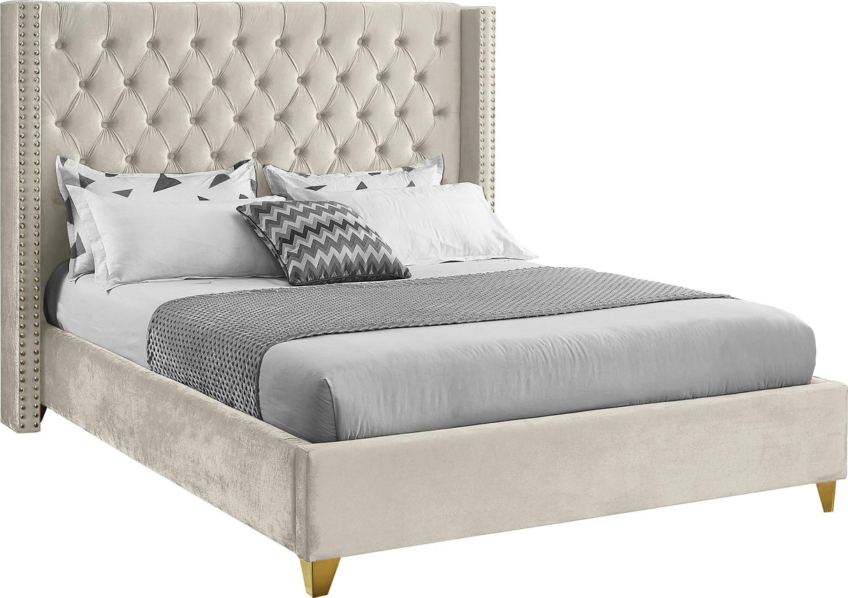 Barolo Cream Velvet Queen Bed