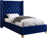 Barolo Navy Velvet Twin Bed