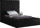 Bliss Black Velvet Twin Bed (3 Boxes)