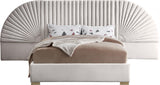 Cleo Cream Velvet King Bed (3 Boxes)