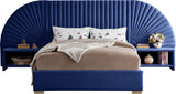 Cleo Navy Velvet Queen Bed (3 Boxes)