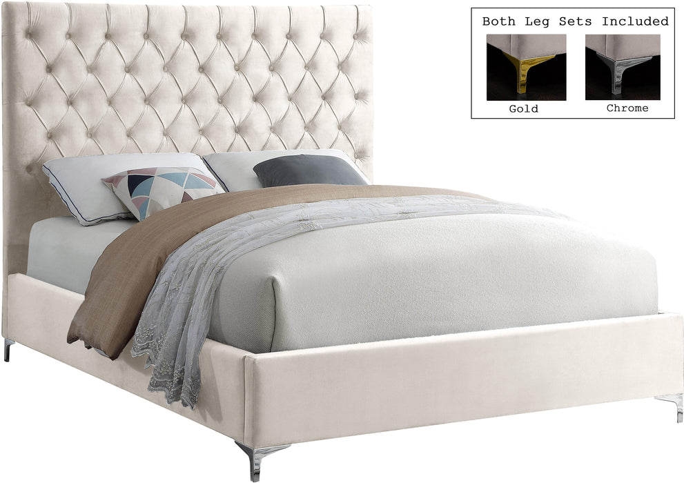 Cruz Cream Velvet Full Bed