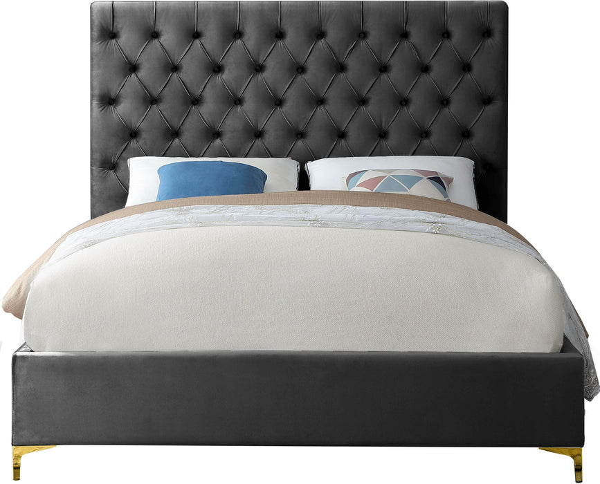 Cruz Grey Velvet Full Bed