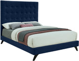 Elly Navy Velvet Queen Bed