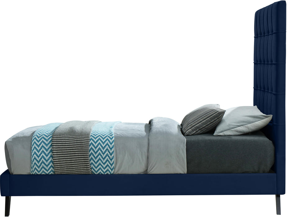 Elly Navy Velvet Twin Bed