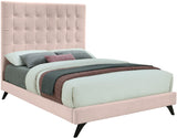 Elly Pink Velvet Queen Bed