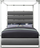 Encore Grey Faux Leather King Bed (4 Boxes)