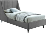 Eva Grey Velvet Twin Bed