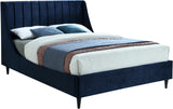 Eva Navy Velvet Queen Bed