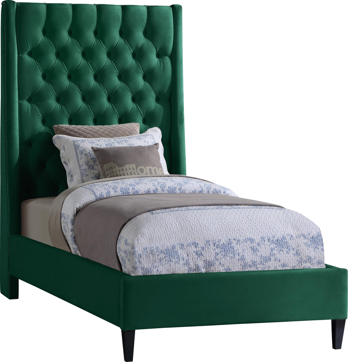 Fritz Green Velvet Twin Bed