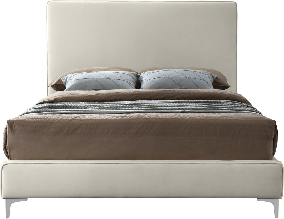 Geri Cream Velvet King Bed