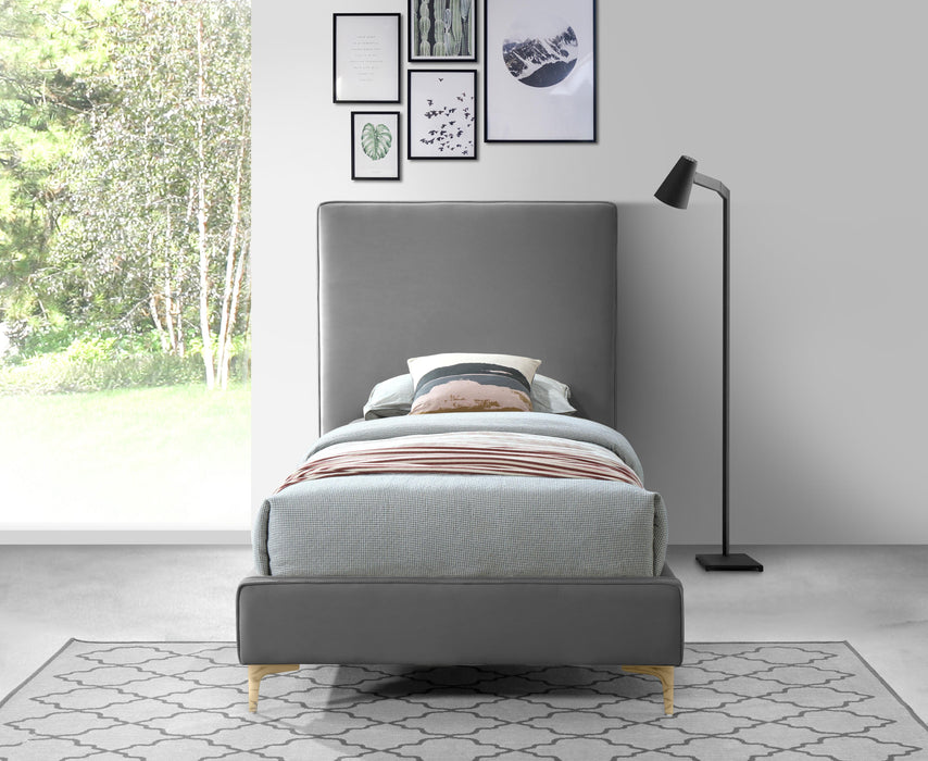 Geri Grey Velvet Twin Bed