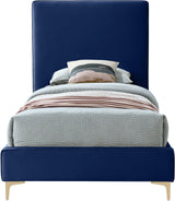 Geri Navy Velvet Twin Bed