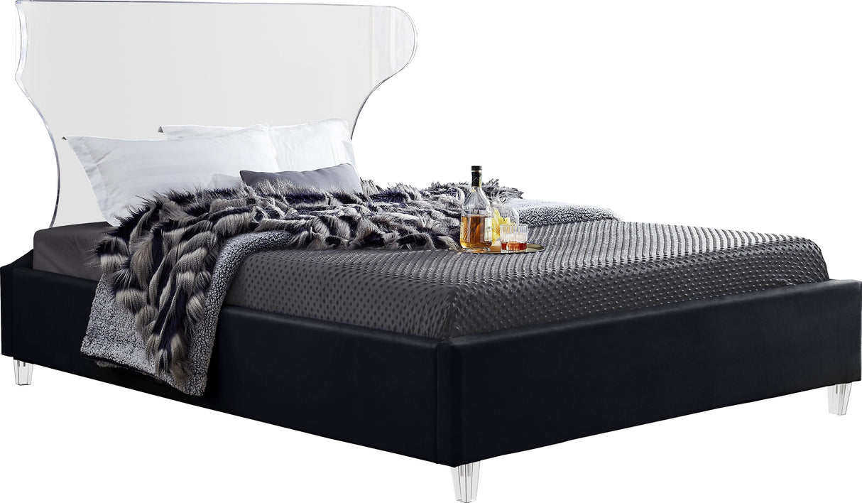 Ghost Black Velvet Queen Bed