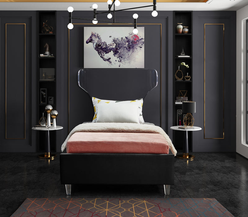 Ghost Black Velvet Twin Bed