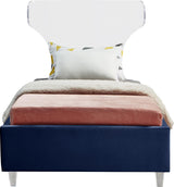 Ghost Navy Velvet Twin Bed