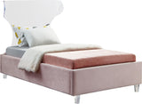 Ghost Pink Velvet Twin Bed