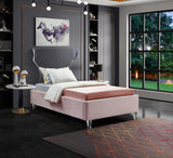 Ghost Pink Velvet Twin Bed