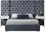 Grande Grey Velvet Queen Bed (3 Boxes)