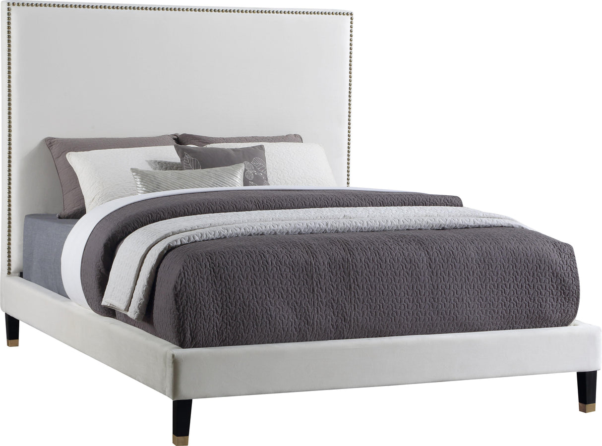 Harlie Cream Velvet Full Bed