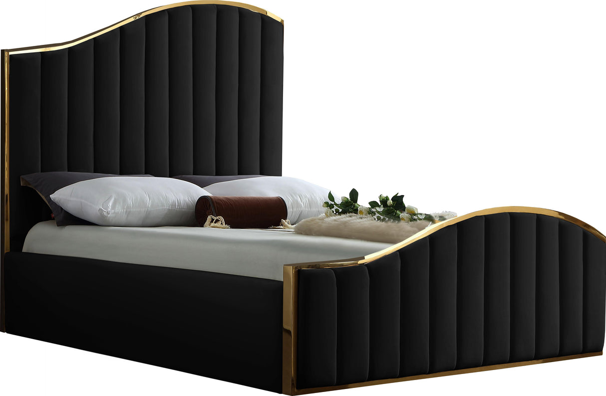 Jolie Black Velvet King Bed (3 Boxes)