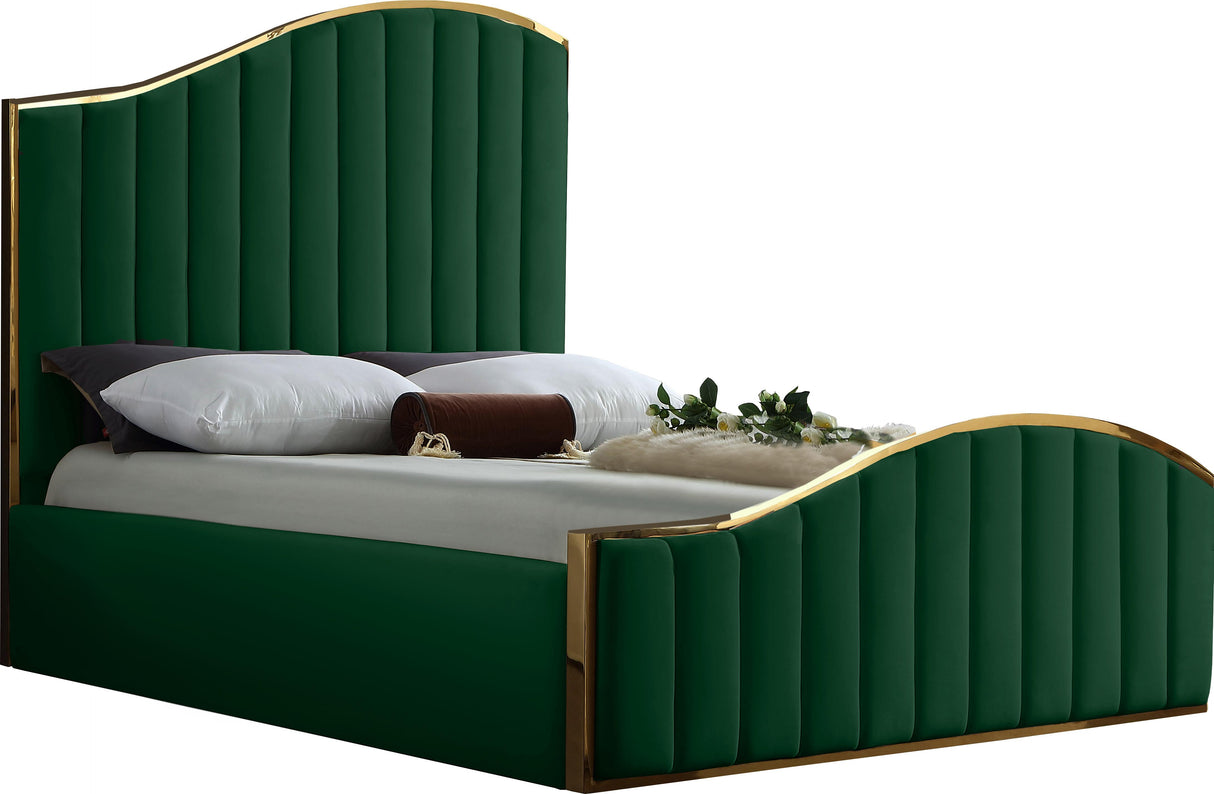 Jolie Green Velvet King Bed (3 Boxes)