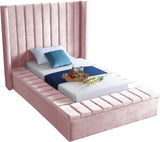 Kiki Pink Velvet Twin Bed (3 Boxes)