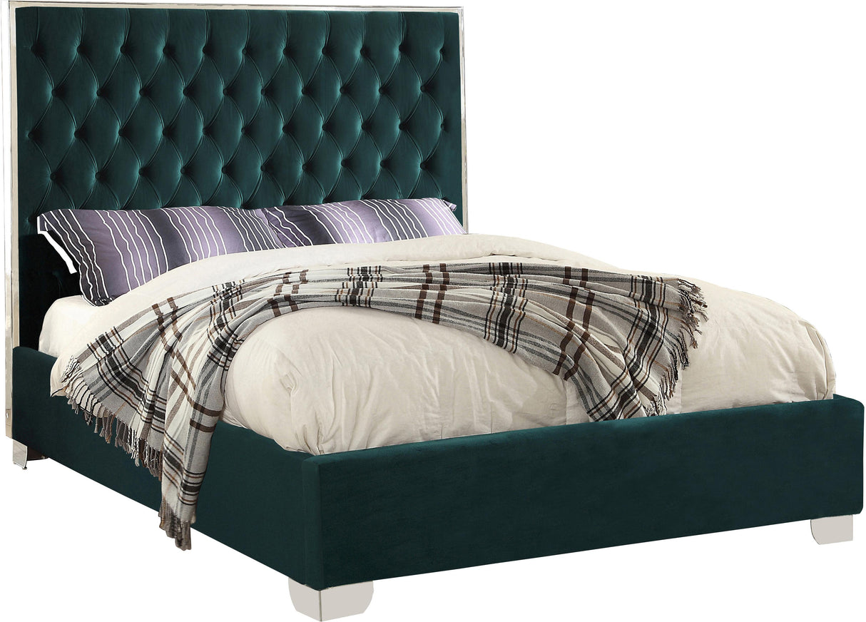 Lexi Green Velvet Queen Bed