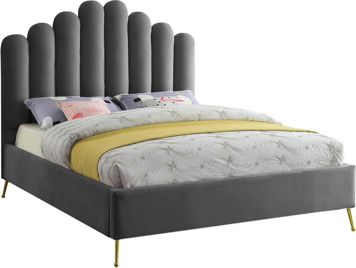 Lily Grey Velvet King Bed