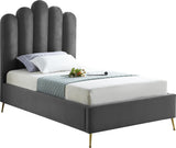 Lily Grey Velvet Twin Bed