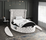 Luxus Cream Velvet Twin Bed (3 Boxes)