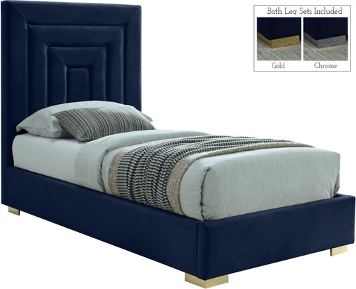 Nora Navy Velvet Twin Bed image