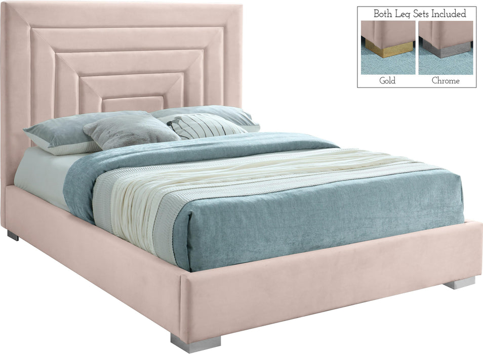 Nora Pink Velvet Full Bed