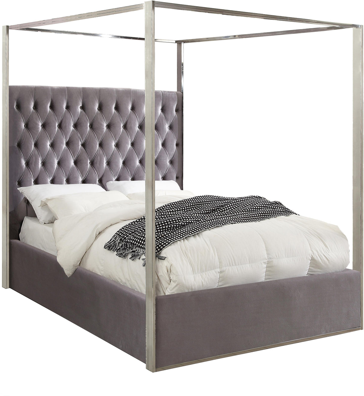Porter Grey Velvet King Bed