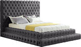 Revel Grey Velvet Queen Bed (3 Boxes)