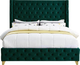 Savan Green Velvet King Bed