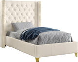 Soho White Bonded Leather Twin Bed
