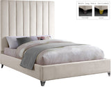 Via Cream Velvet Queen Bed