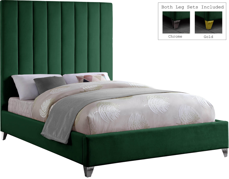 Via Green Velvet King Bed