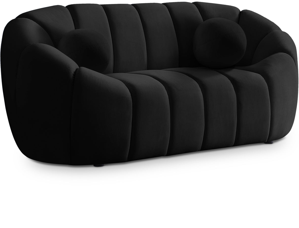 Elijah Black Velvet Loveseat