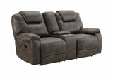 New Classic Furniture Anton Dual Recliner Console Loveseat with Power Footrest in Chocolate