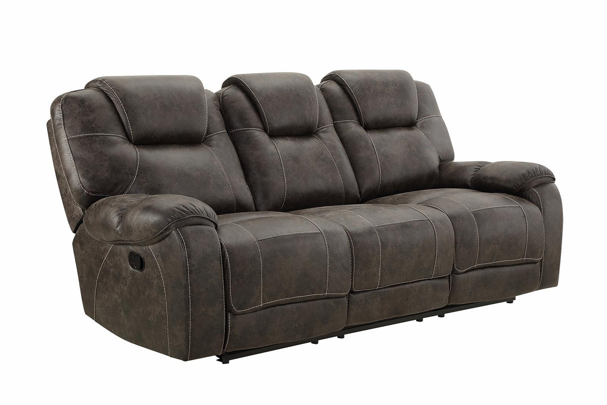 New Classic Furniture Anton Dual Recliner Sofa with Power Footrest in Chocolate