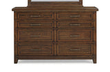 New Classic Furniture Fairfax 8 Drawer Dresser in Medium Oak