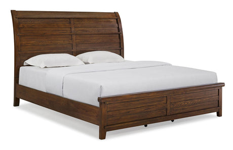 New Classic Furniture Fairfax King Panel Bed in Medium Oak - galleria furniture outlet