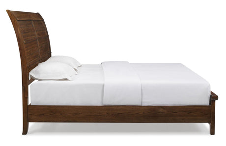 New Classic Furniture Fairfax Queen Panel Bed in Medium Oak - galleria furniture outlet