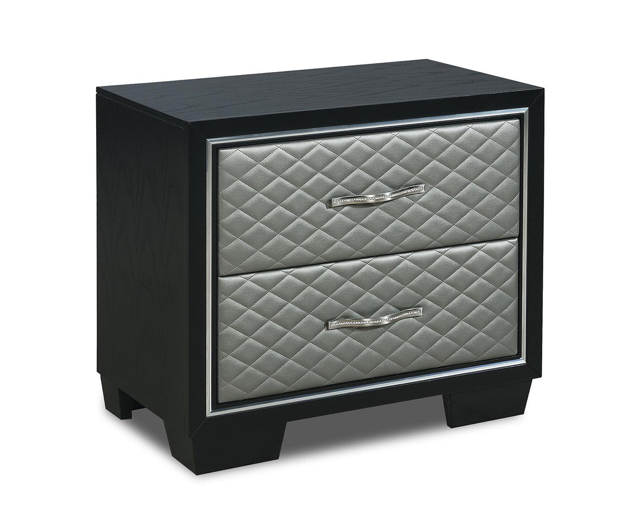 New Classic Furniture Luxor 2 Drawer Nightstand in Black/Silver