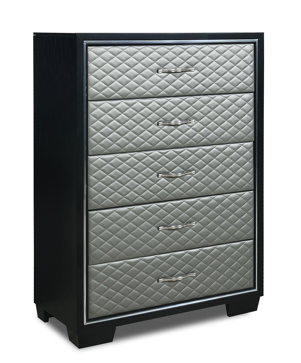 New Classic Furniture Luxor 5 Drawer Chest in Black/Silver